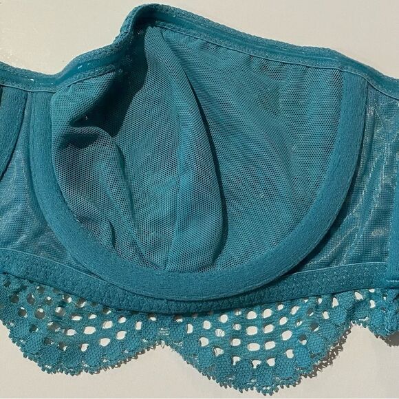 Victoria's Secret Turquoise Mesh Lace Strapless Bralette Bra Women's Size Medium - Picture 4 of 15
